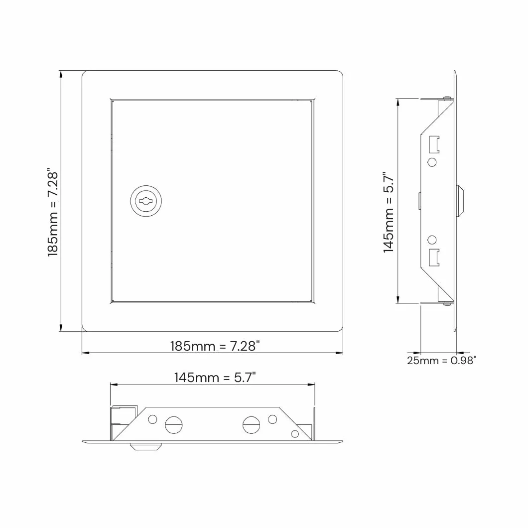 15 x 15 cm, sportello di ispezione bianco con serratura – 150 x 150 mm