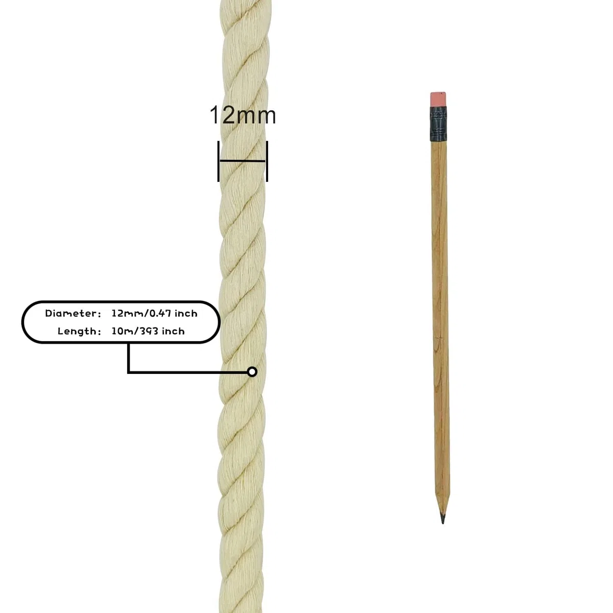 Corda spessa 12mm macramè corda bianca 10M morbida corda di cotone per giardino corda macramè kit appendiabiti per piante beige