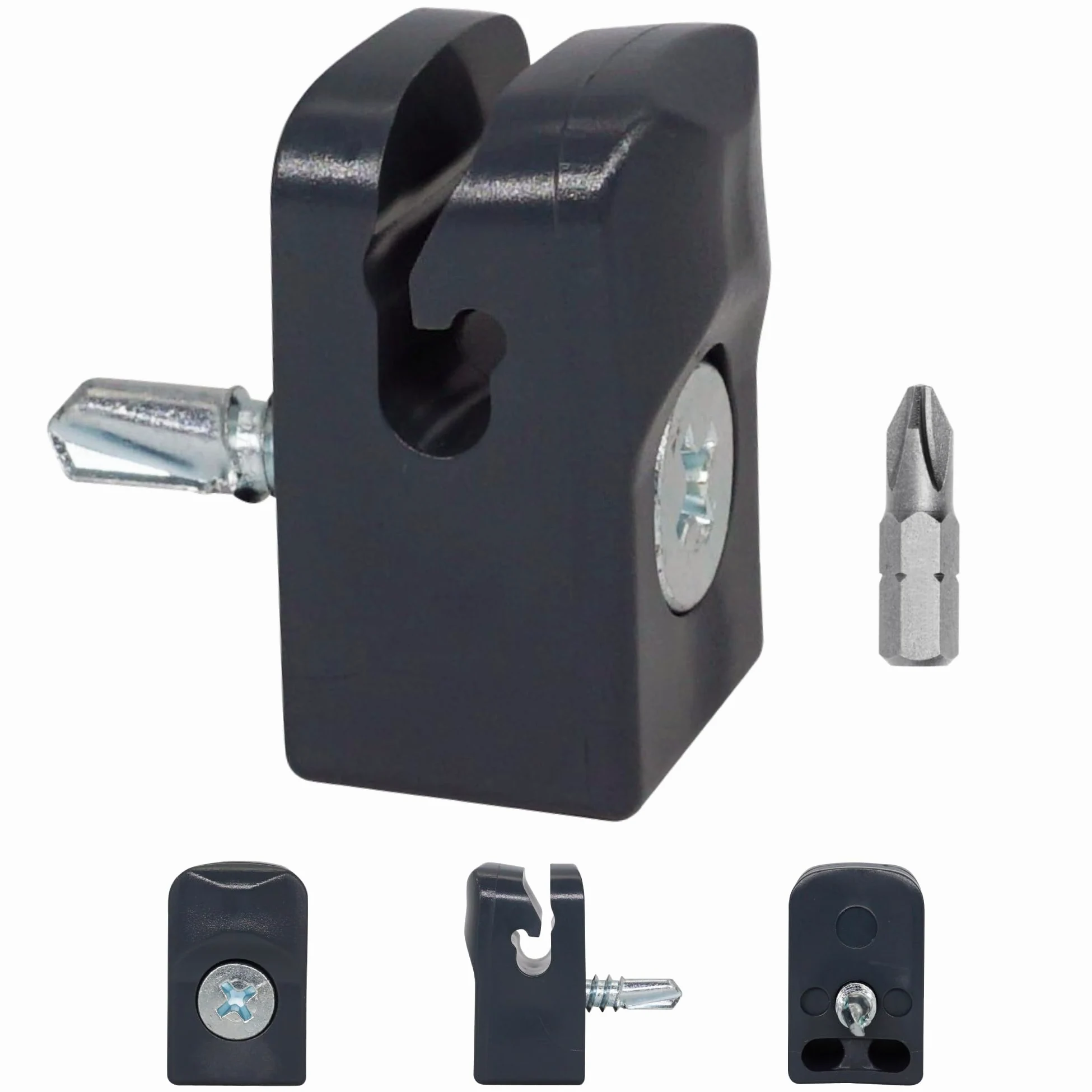 SKIR'CO (50 pz) Clip Grigie per Recinzioni, Clip in Plastica per Recinzioni in Rete, Fermacavi Fissi a Vite, Clip per Recinzioni in Filo, Colore RAL 7016