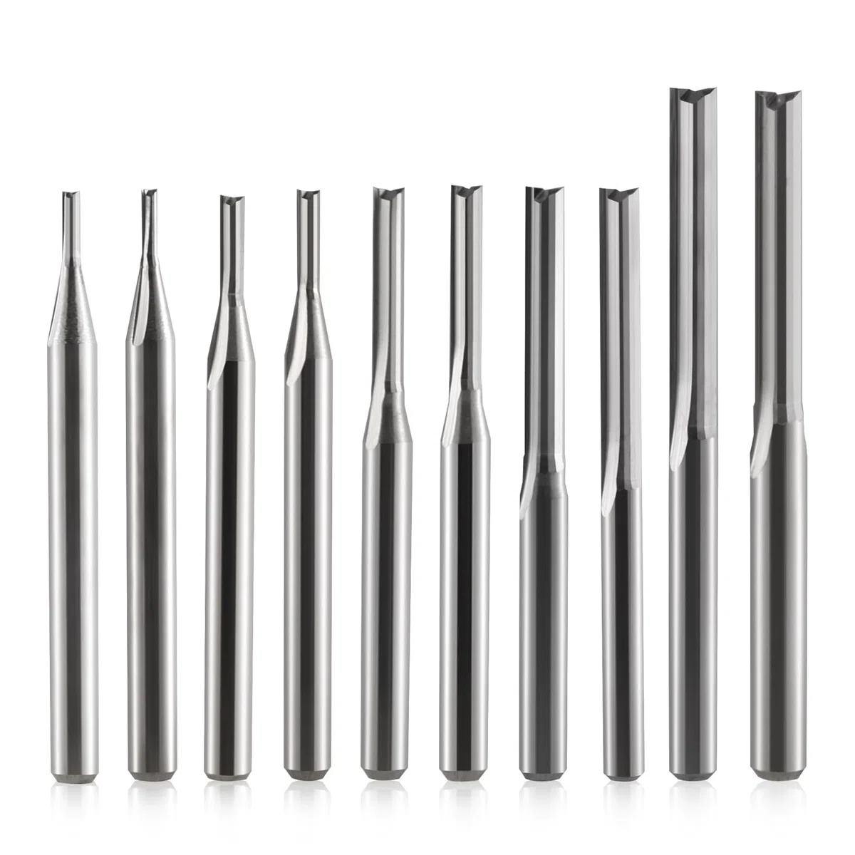 1/8 Pollice Shank 2 Flauti Dritto Slot Router Bits Set Diametro Bordo di Taglio (1mm 1.5mm 2.0mm 2.5mm 3.175mm Ciascuno 2 pz) Fresa per MDF PVC Acrilico Chipboard Legno