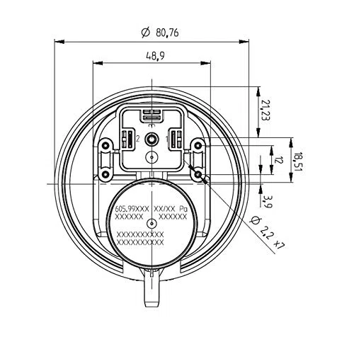 Easyricambi Pressostato differenziale della HUBA Control - 59 Pascal in depressione Serie 605 per Aria e fumi