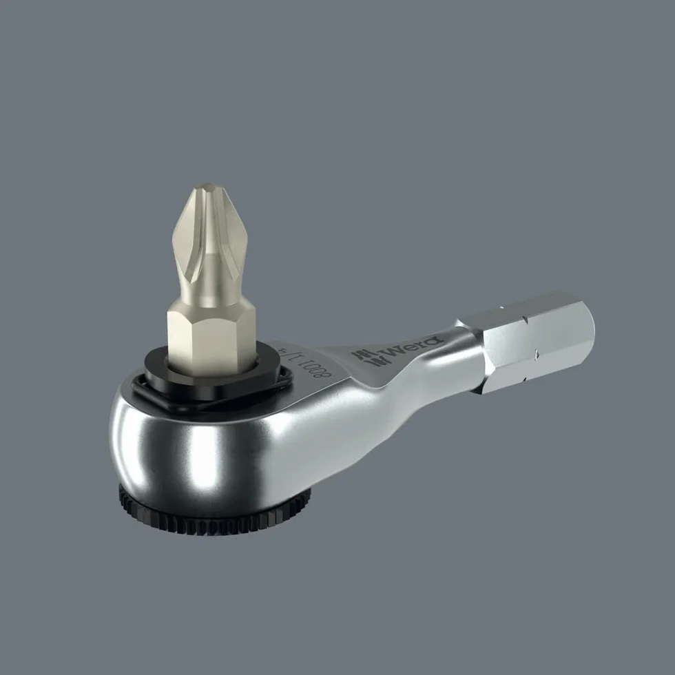 Wera 8011 Testa del cricchetto Zyklop Mini 4, 1/4", 1/4" x 50 mm