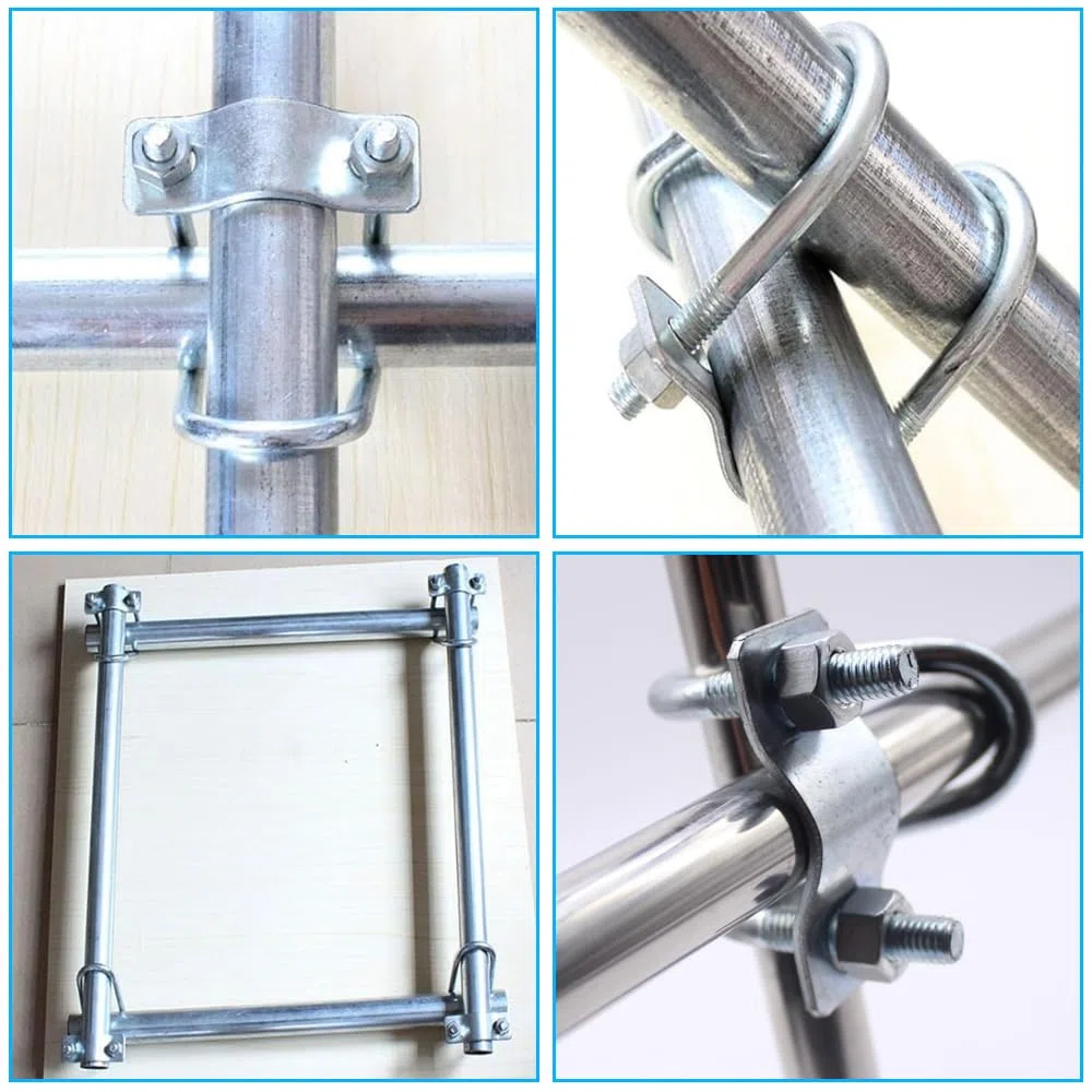 10 morsetti a croce con doppio bullone a U, materiale zincato per tubo 1,2"x3/4" (25x40 mm) Connettore per impalcature per serre