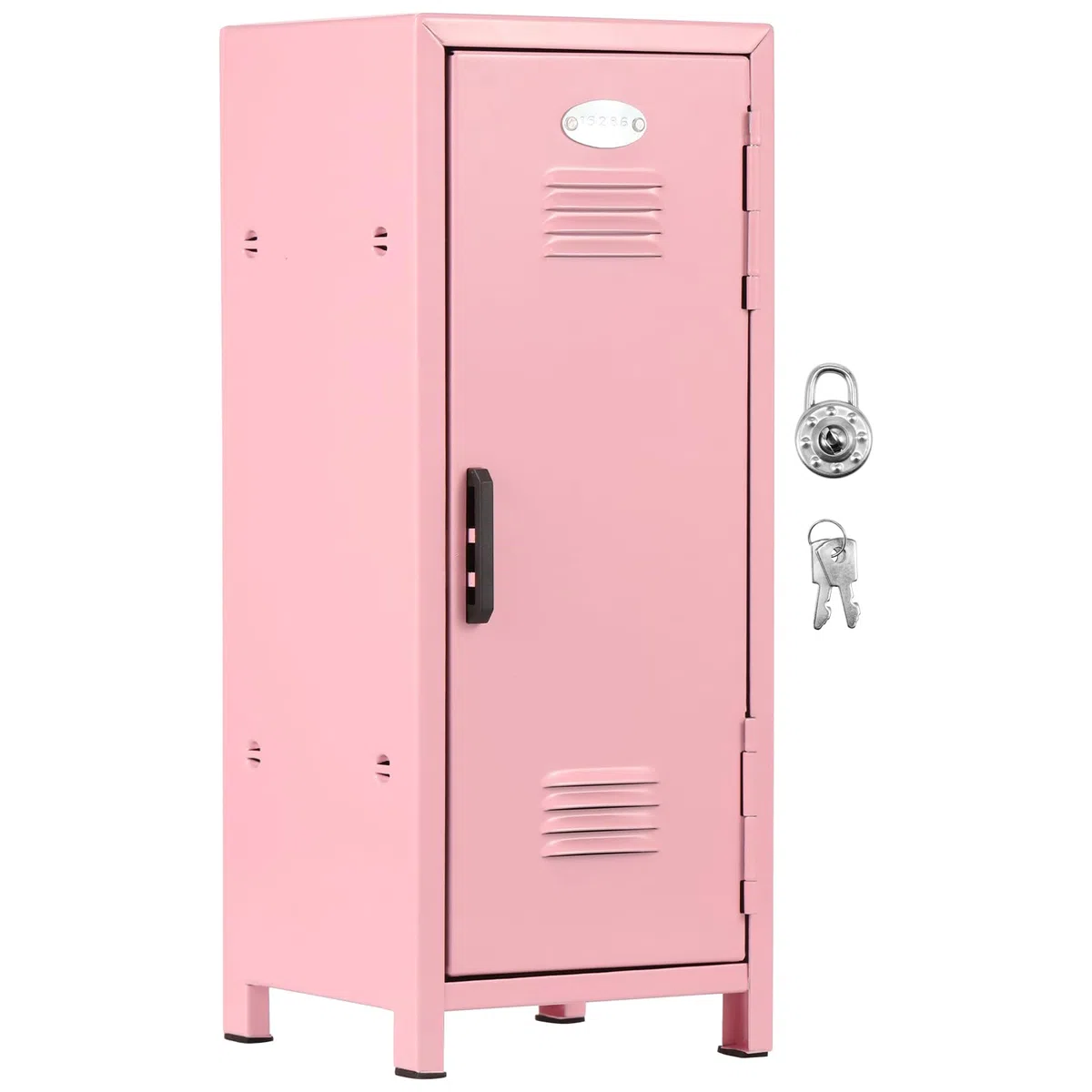 Mini armadio con serratura e chiave, in metallo arrugginito, piccolo armadio portatile, pratico armadio di stoccaggio, con scomparti per scrivania, ragazze, ragazzi (rosa)