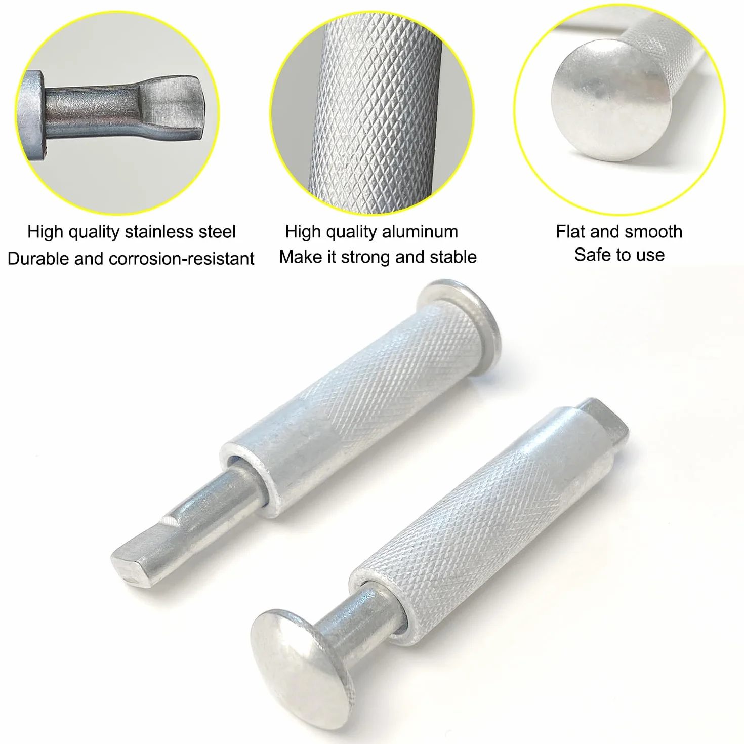 Viti di Ancoraggio per Teloni Bulloni di Ancoraggio per Coperture per Piscine Confezione da 10pcs Tasselli per Piscina 100% Acciaio Inossidabile (Acciaio-Alluminio) Retrattile 16 x 65 mm (10)