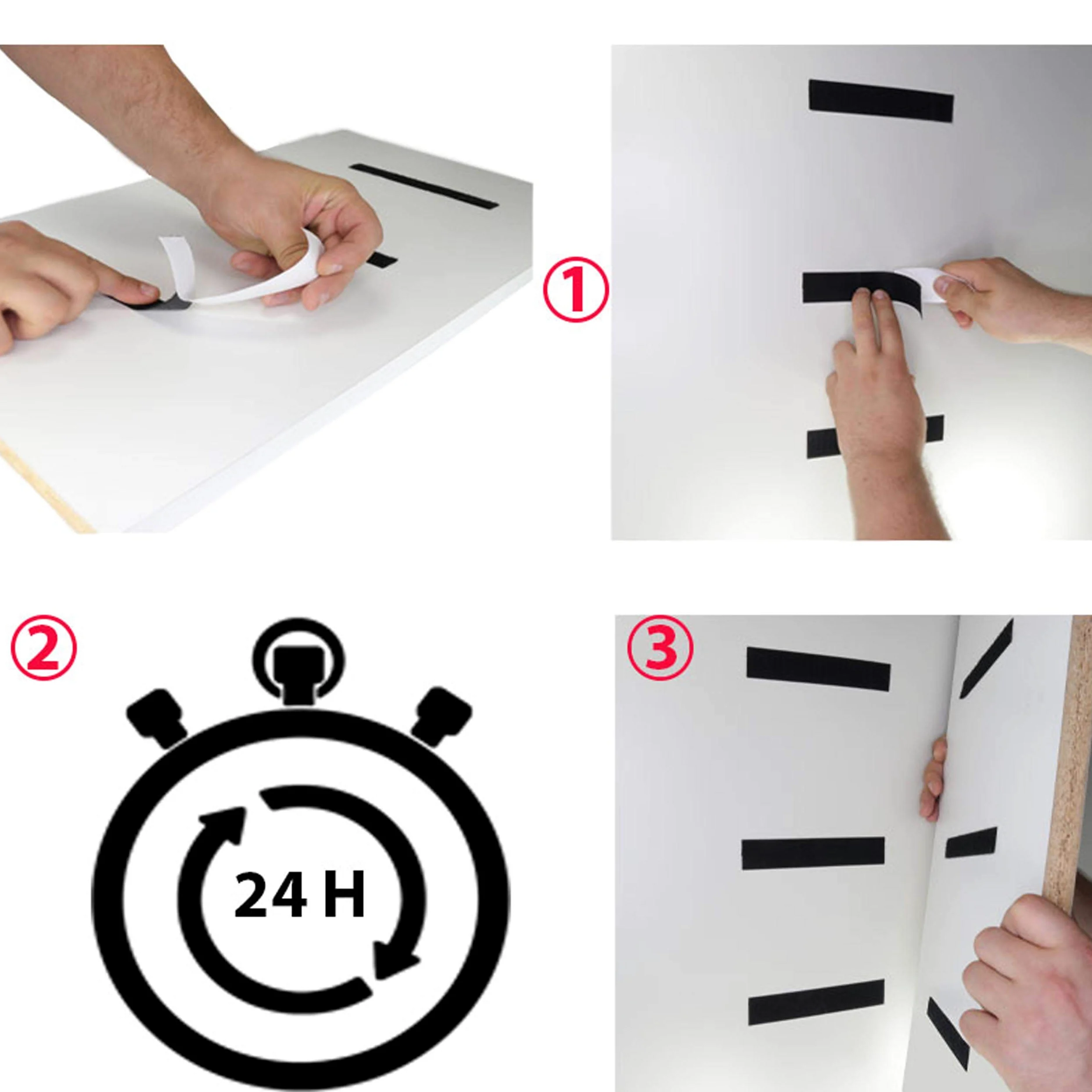 KLEBESHOP24 nastro a strappo adesivo extra forte con adesivo acrilico [SOLO PARTE MASCHIO] / nero, 20 mm x 8 m