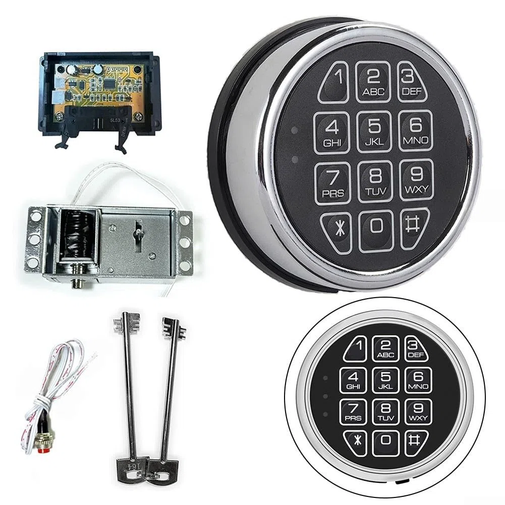 Kit di ricambio per serratura elettronica digitale con 2 tasti di sostituzione, tastiera cromata per casa, hotel, cassaforte, sistema elettromagnetico a solenoide