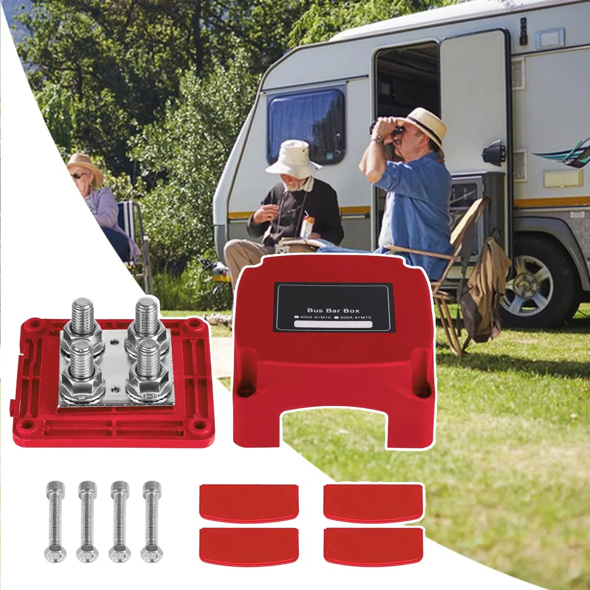 Blocco Di Distribuzione 'alimentazione - Barra Del Bus Batteria Marina 48v 400A Con Copertura | Terminal Block Di Servizio Pesante | Connettore Di Universale Sigillato Meteorologico Per Autobus Pe
