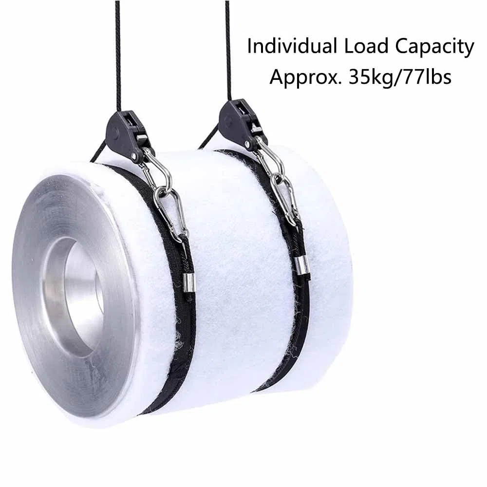 Confezione da 4 ganci a cricchetto, corda regolabile a cricchetto, 1/8 pollici, robusta clip per puleggia per gancio e tenda, portata 68 kg/150 lbs