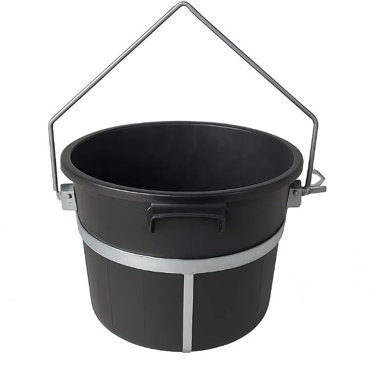 Secchio per montacarichi, Made in Italy - Secchio in Plastica con struttura metallica per Paranco – Baule Porta Attrezzi da Lavoro per Uso in Cantiere Edile (Tondo Ø 50 cm)