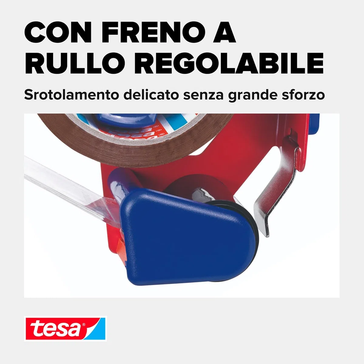 Tesa Confezione Strong e dispenser manuale in set con 1 rotolo di nastro adesivo silenzioso per pacchetti, marrone, 66 m x 50 mm
