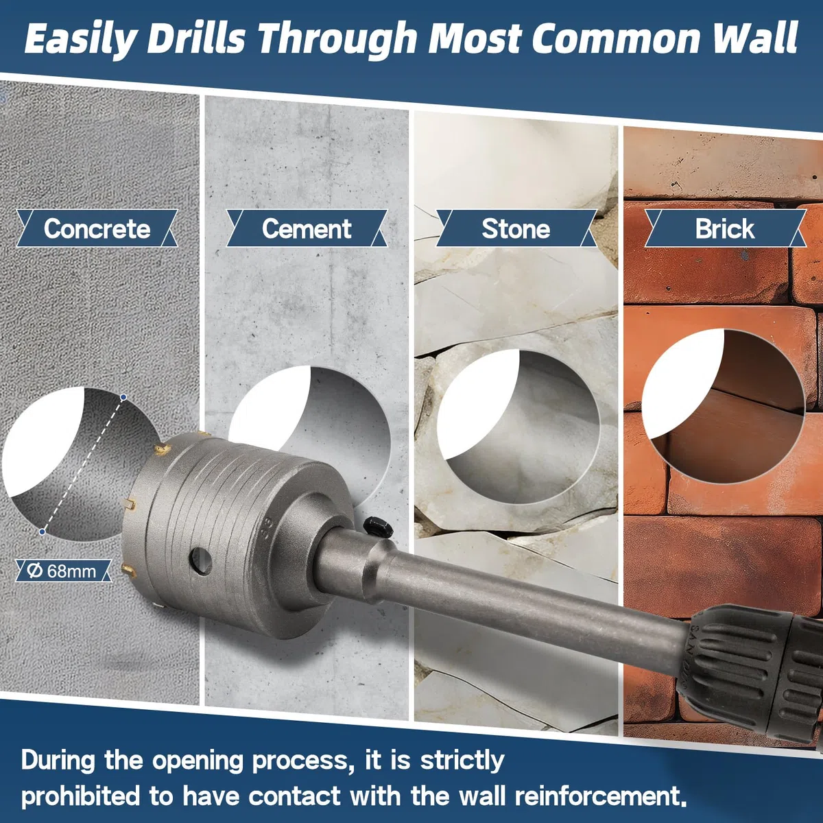 Lytool Fresa Sega a Tazza Carotatrice Muro Cemento con Codolo SDS Plus, Ø68 mm,Punta Centraggio,per Calcestruzzo, Cemento, Mattoni, Pietra, Muro,per Muratura e Calcestruzzo con SDS Plus Adattatore