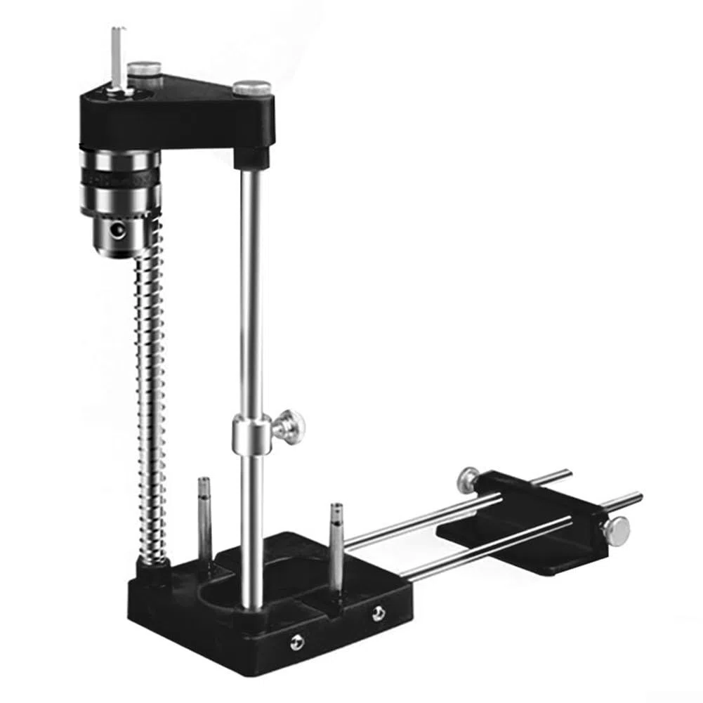 Posizionatore portatile di precisione per la lavorazione del legno, guida regolabile per trapano per fori accurati, 280 x 240 mm (nero)