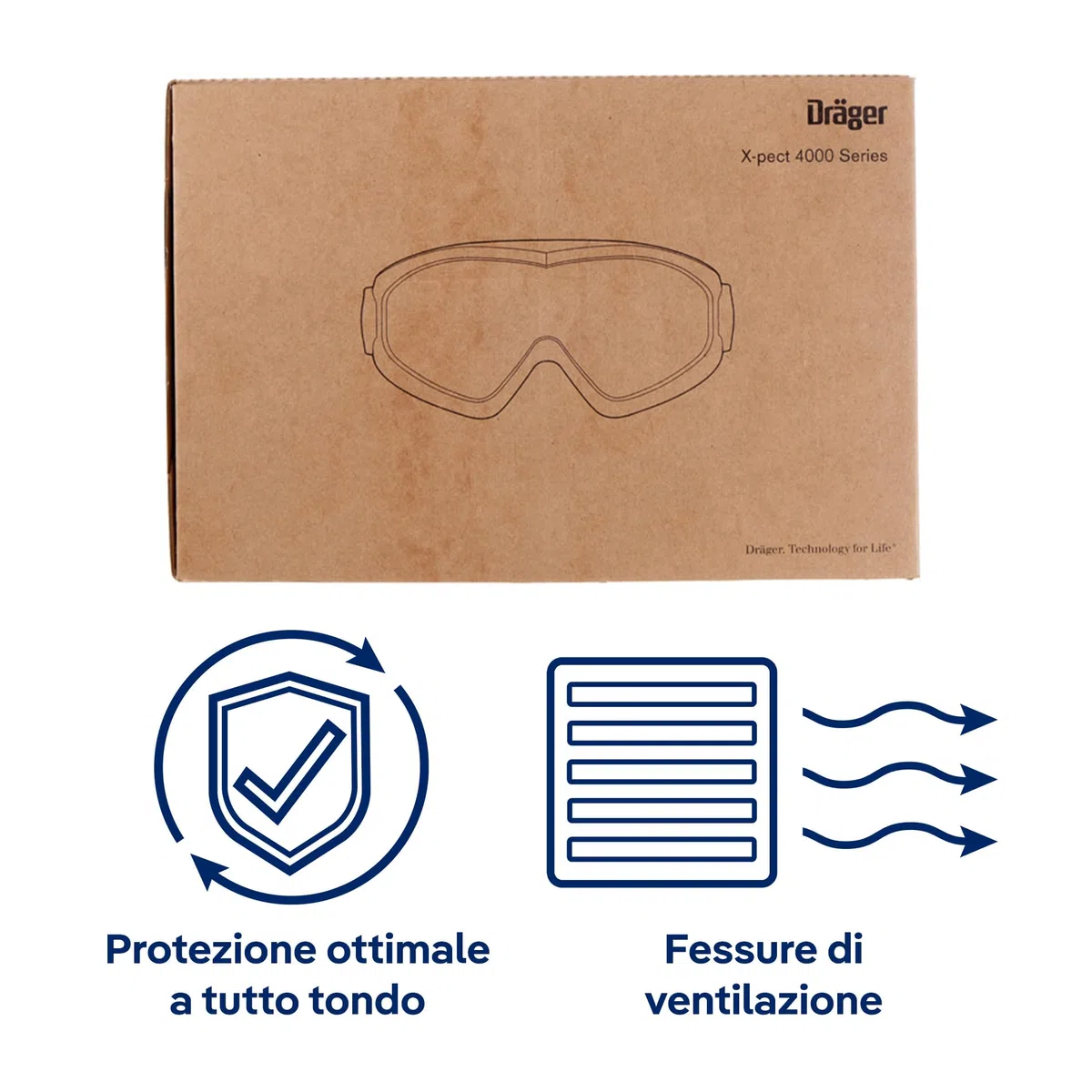 Dräger X-pect 4200 Occhiali protettivi | Occhiali di sicurezza leggeri e trasparenti | Lenti in policarbonato antigraffio, antivento e antiappannamento | Adatti a chi porta gli occhiali