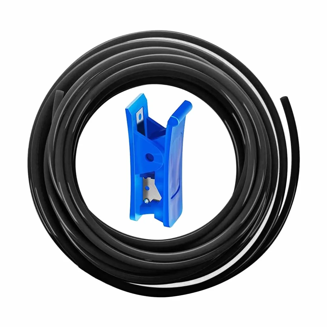HUAZIZ 20 meter Tubo per Aria Poliuretano Black, (8mm OD, 5mm ID) Aria Pneumatica PU tubo, Flessibile aria Kit +1 pezzo Tagliatubi
