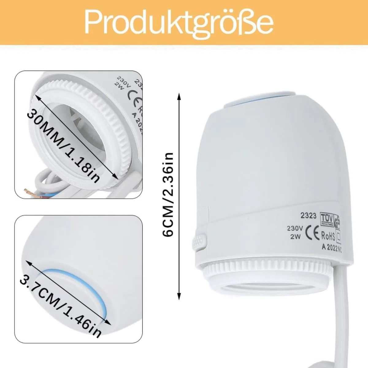 Attuatore elettrotermico Buderus, attuatore elettrotermico normalmente chiuso, valvola termostatica impermeabile per riscaldamento a pavimento 230V AC IP54, adatto per impianti di riscaldamento