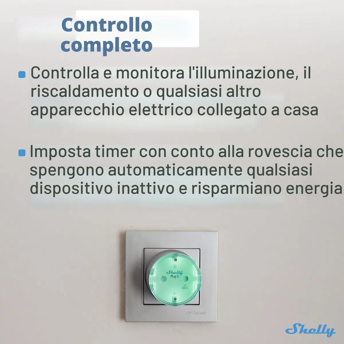 Shelly Plug S Gen3 Bianco - Presa Intelligente Wi-Fi (Tipo F), Misurazione Consumi, 12A, 2500W, Matter, Nessun Hub Richiesto, Controllo da Remoto, Programmi Smart, Alexa, Google Home, Apple HomeKit