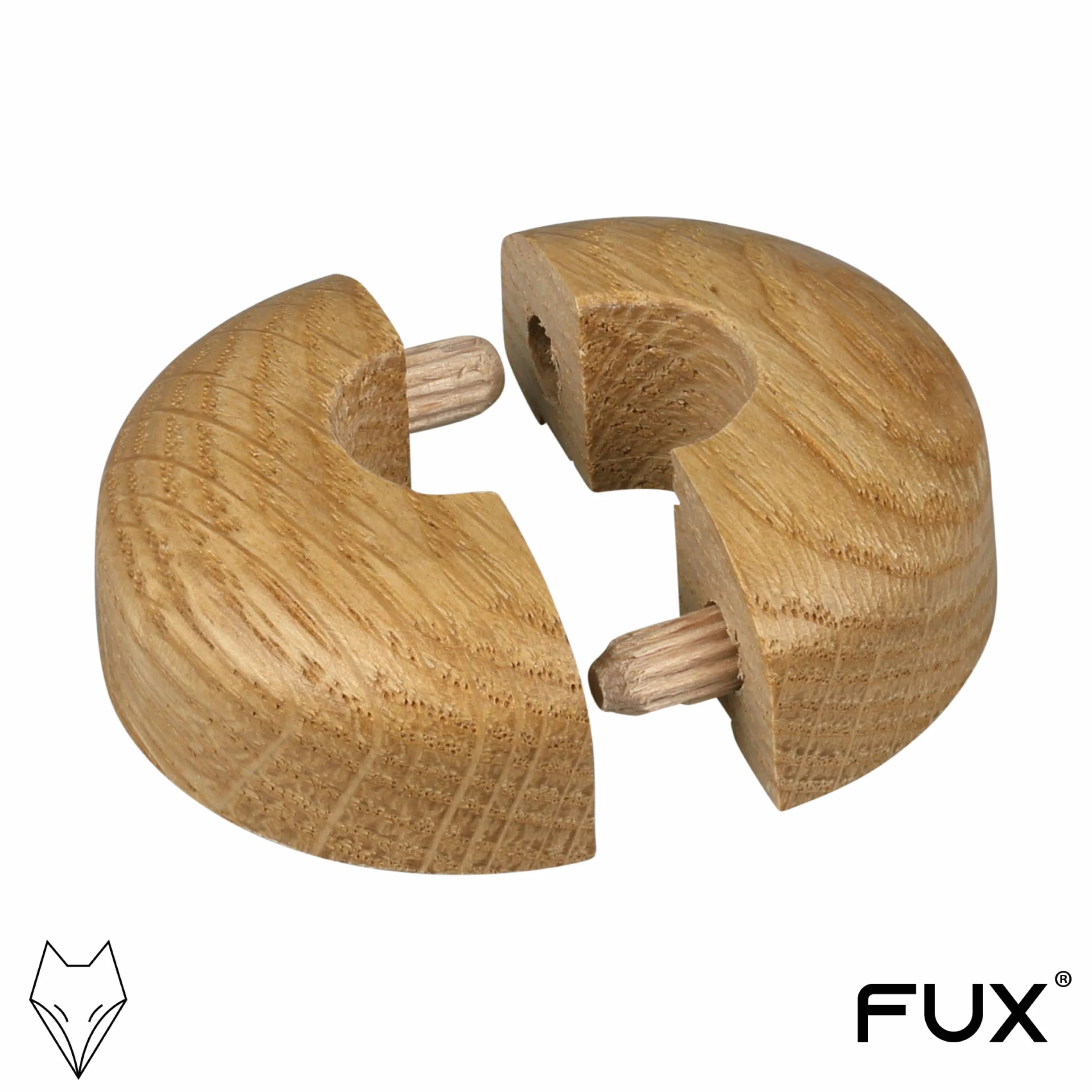 FUX 10 rosette per tubi di riscaldamento singoli, 15 mm – 22 mm, copertura per tubi, rosette di copertura, riscaldamento, rivestimento, rosette per radiatore, legno, parquet, rosette in legno (15 mm,