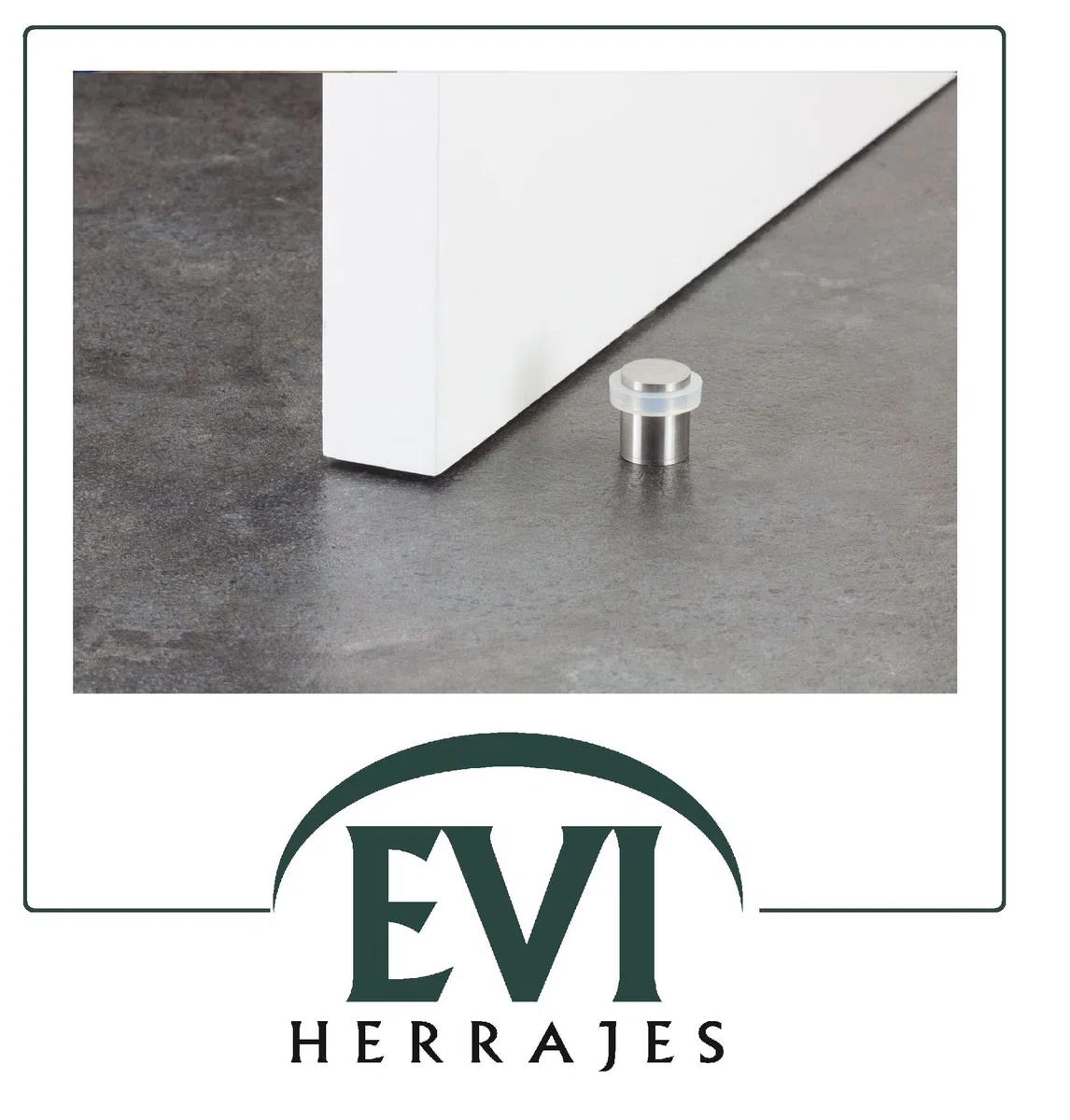 EVI Herrajes | Pack con 2 Fermaporte| Ø20 x 25 mm |Acciaio Inox Finitura Opaca con Gomma Bianca di Silicone Naturale | Compresi utensile, vite + tassello di fissaggio| I-181