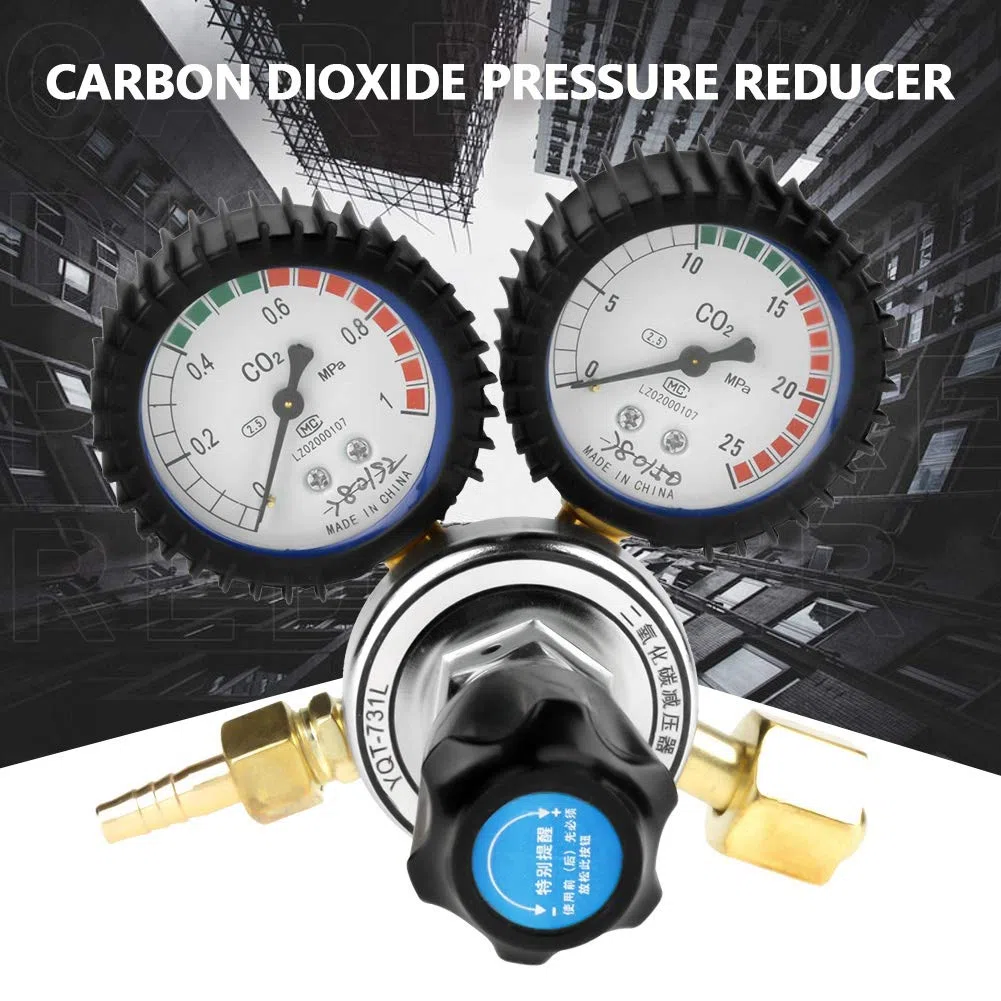 DEWIN Regolatore per Bombole di Gas, Regolatore per Bombole di Gas CO2 Riduttore di Pressione per Saldatura ad Anidride Carbonica G5/8