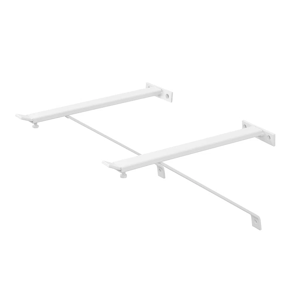 Coppia staffe per pilozzo e mensole a parete, regolabili da 28 a 46 cm, acciaio verniciato bianco (Lunghezza 28-46 cm)