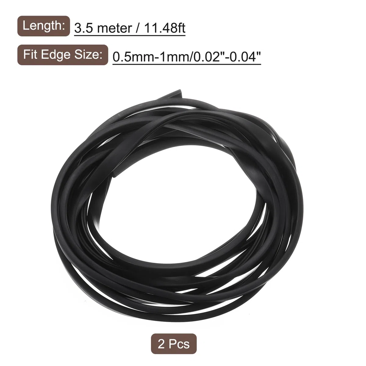 QUARKZMAN 2 Pezzi Profilo di Protezione a U, Lunghezza 11.5ft, Guarnizione in Gomma per Bordi Protettore Piatto Adatto per Spessore 0.5-1mm, (5/32" L x 5/16" A) Nero