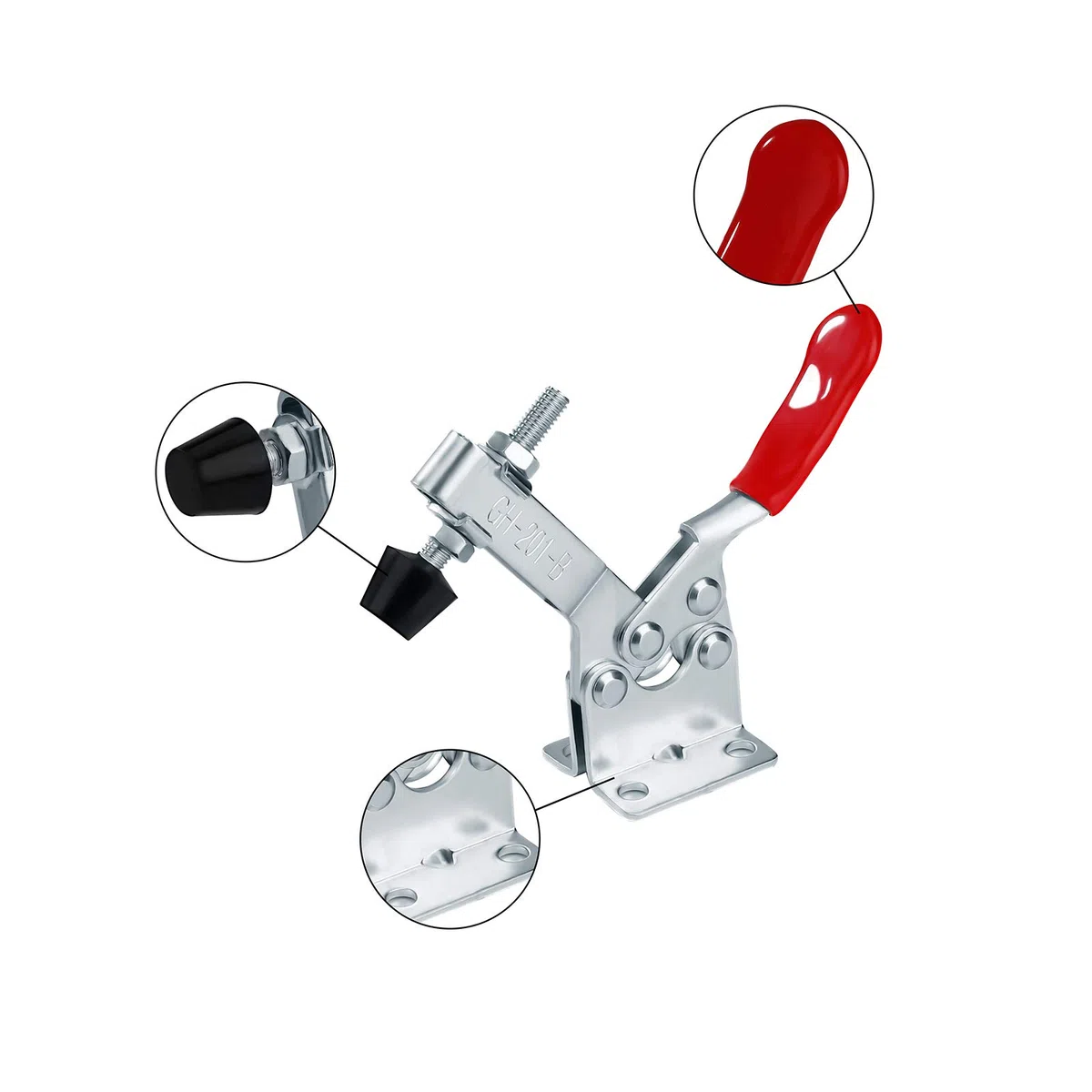 Toggle Morsetto Morsetti Utensile a Mano 90 kg Antiscivolo Orizzontalea Sgancio Rapido Con Staffa Orizzontale GH-201-B 4 Pezzi
