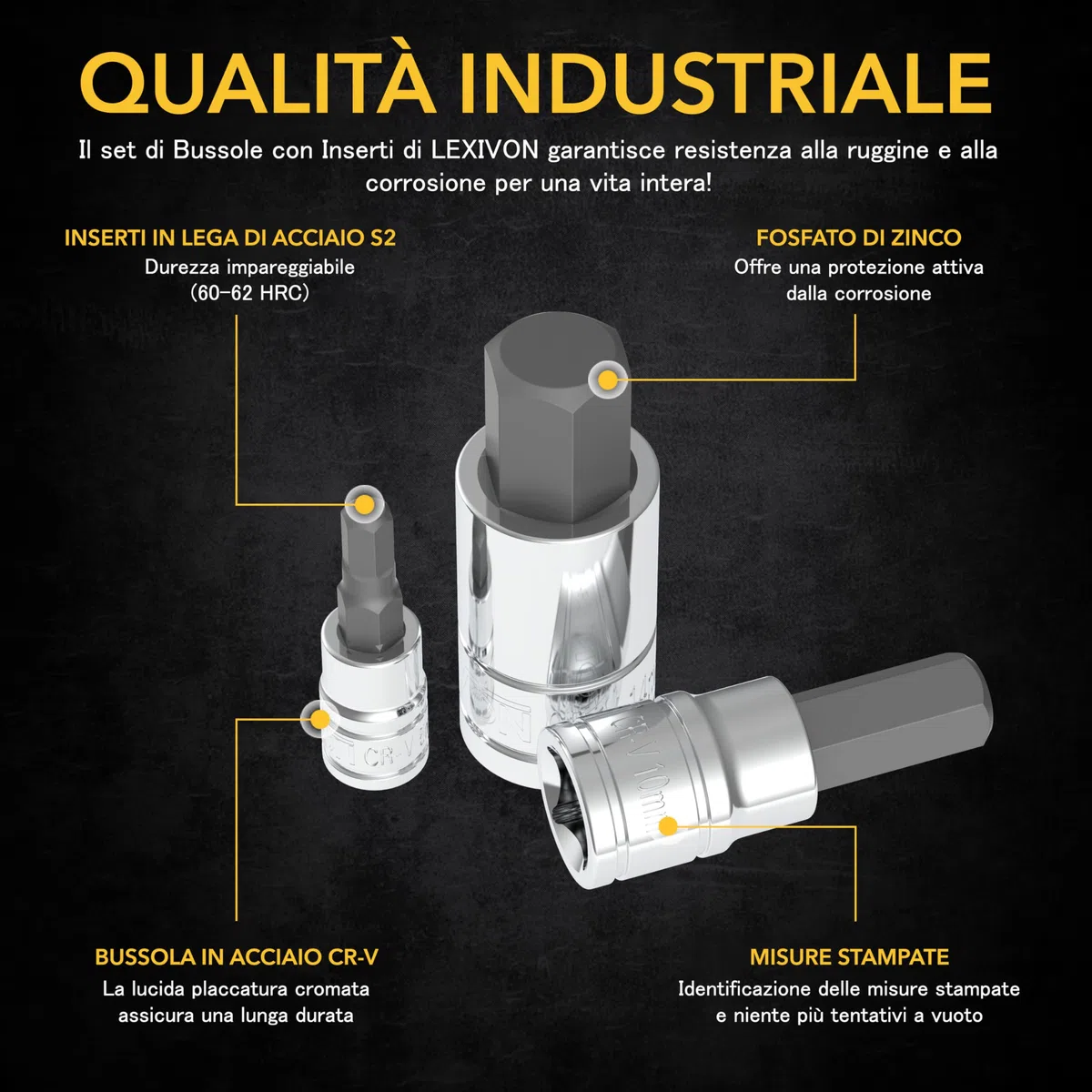 LEXIVON Set di Chiavi a Bussola con Punta Esagonale per Chiave Dinamometrica, Chiave a Cricchetto e Avvitatore a Batteria, 13 pezzi Metrici 2 mm - 14 mm, in Lega di Acciaio S2, in Valigetta (LX-141)