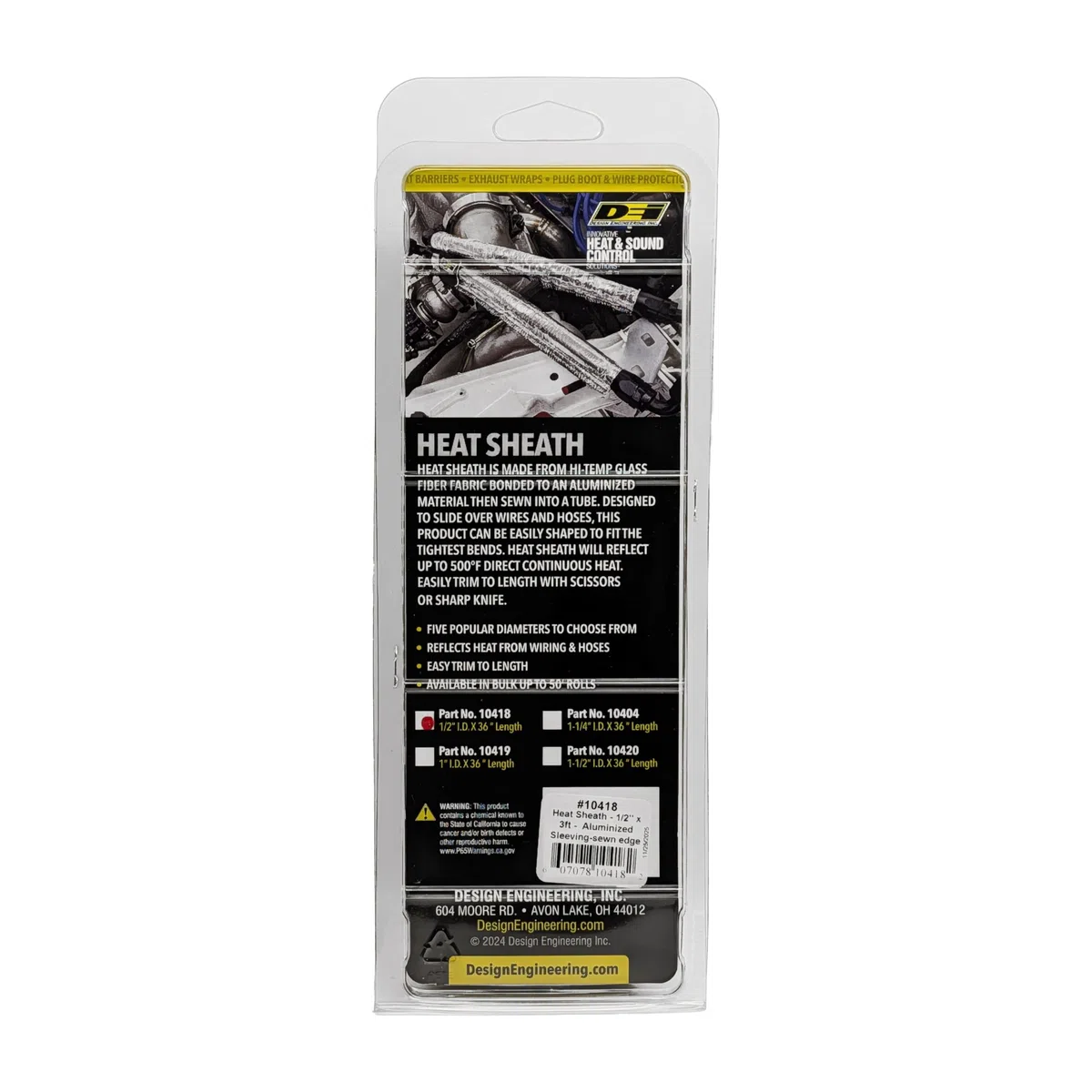 DEI Design Engineering 010418 Aluminized Heat Sheath 1/2in x 3'