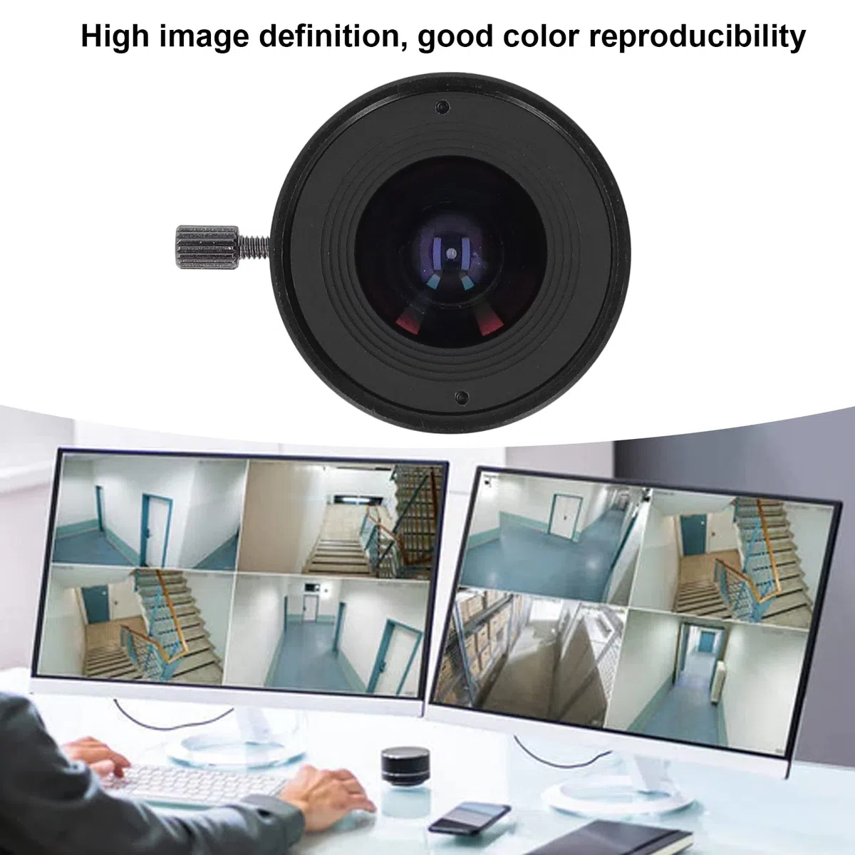 Obiettivo con Attacco CS da 2,1 Mm E P, Obiettivo Per Telecamera CCTV Grandangolare, Obiettivo con Qualità Dell'immagine Chiara Per Telecamere di Sicurezza Domestica