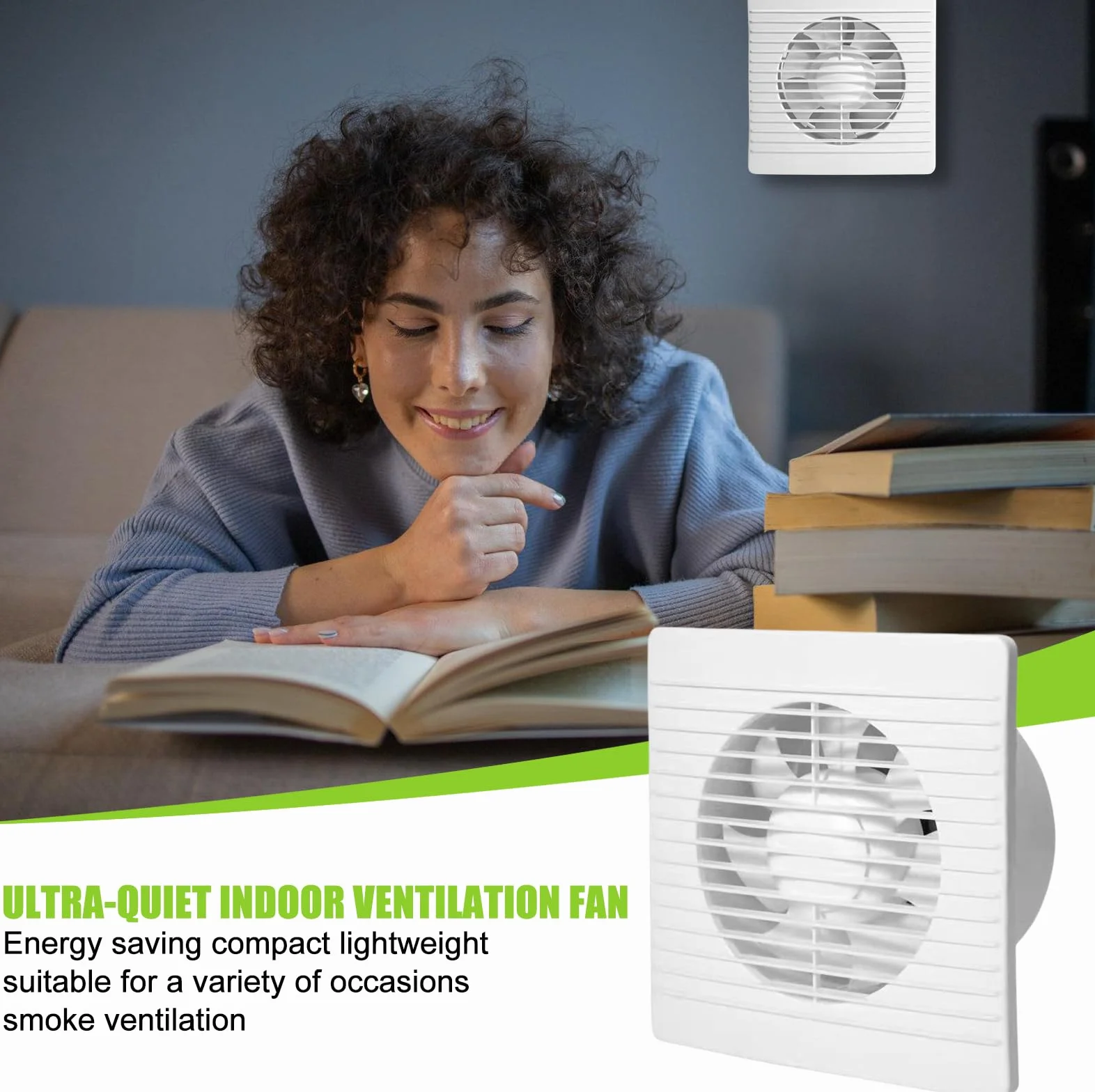 Nizirioo 1 pezzo 100mm Ventilatore da bagno: ventilatore a parete da 4 pollici con interruttore, funzionamento silenzioso, ventilatore di scarico per bagno, cucina, finestre del loft e cantina (Bianco