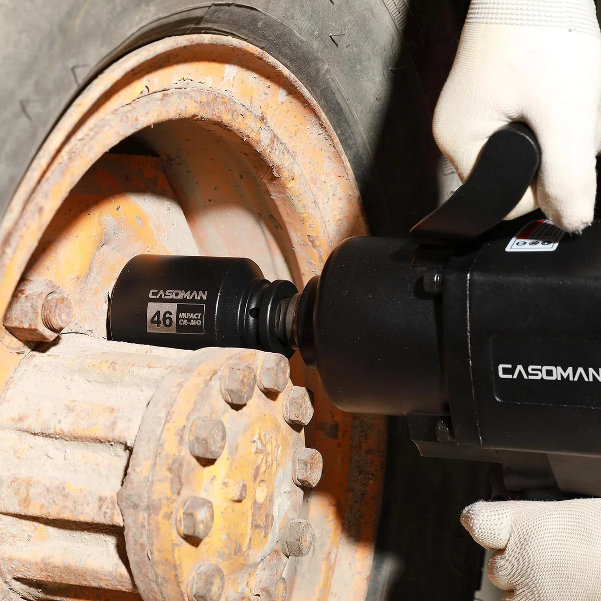 CASOMAN Bussola a impatto da 3/4", 46 mm, metrica, a 6 punti, CR-MO, finitura fosfato nero