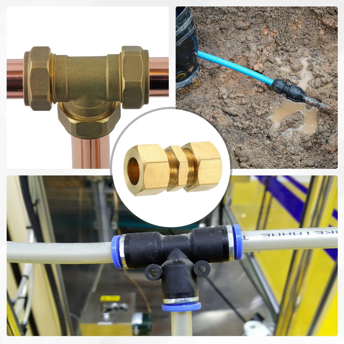 QUARKZMAN 2Pz Raccordi A Compressione In Ottone, Connettore Per Tubi OD 14 mm, Raccordi A Compressione Con Filettatura NPT E Fascette A Compressione, Adattatore Diritto In Ottone