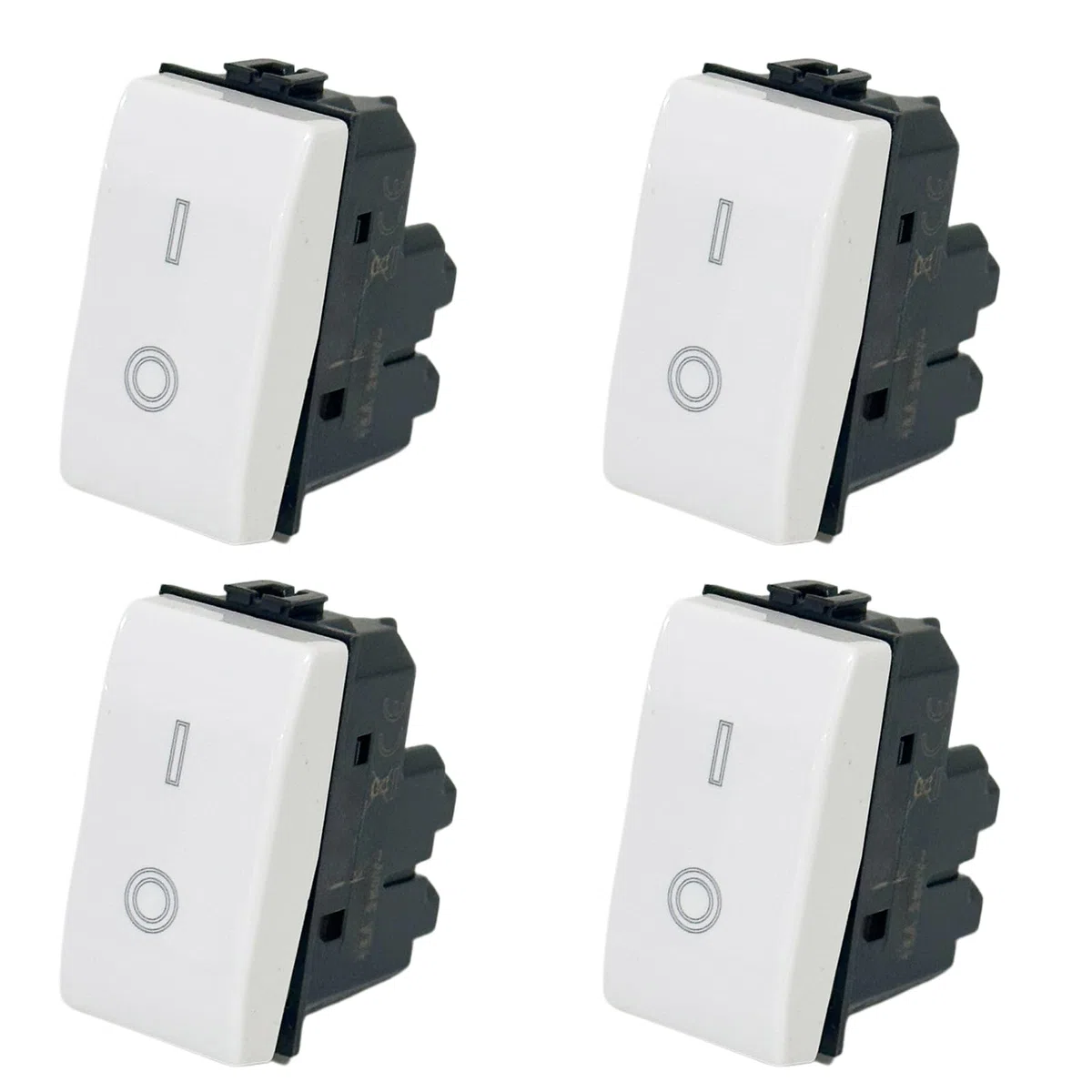 Set di 4 Pezzi Interruttore Bipolare 16A, 250V Compatibile Con Bticino MATIX BIANCO (Interruttore Bipolare 3003M, 4)