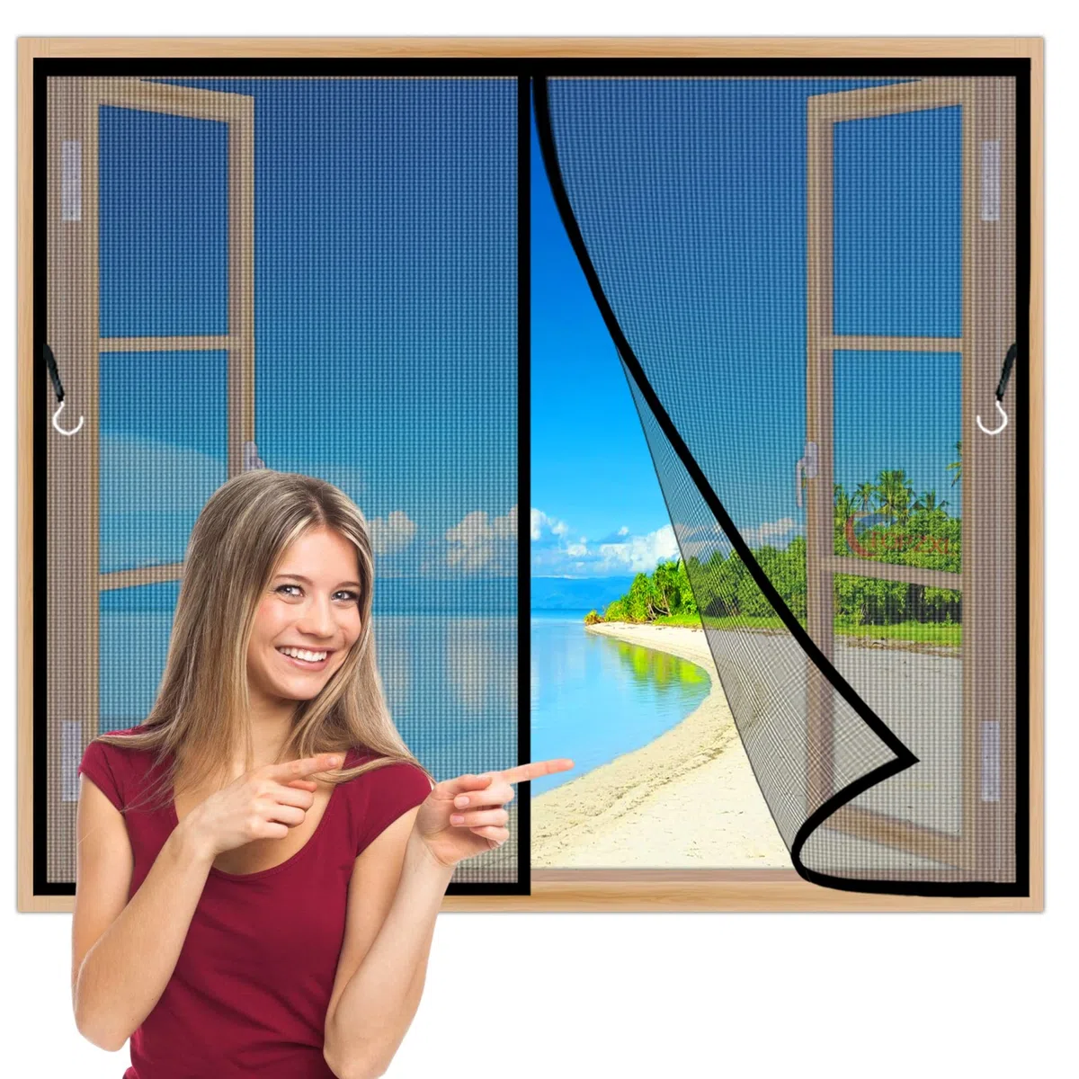 Zanzariera Magnetica per Finestre 120x90 cm Tenda Zanzariera Finestra, Chiuso Automaticamente Pieghevole Rete, Finestre da Balcone Cantine Terrazze Nero Z
