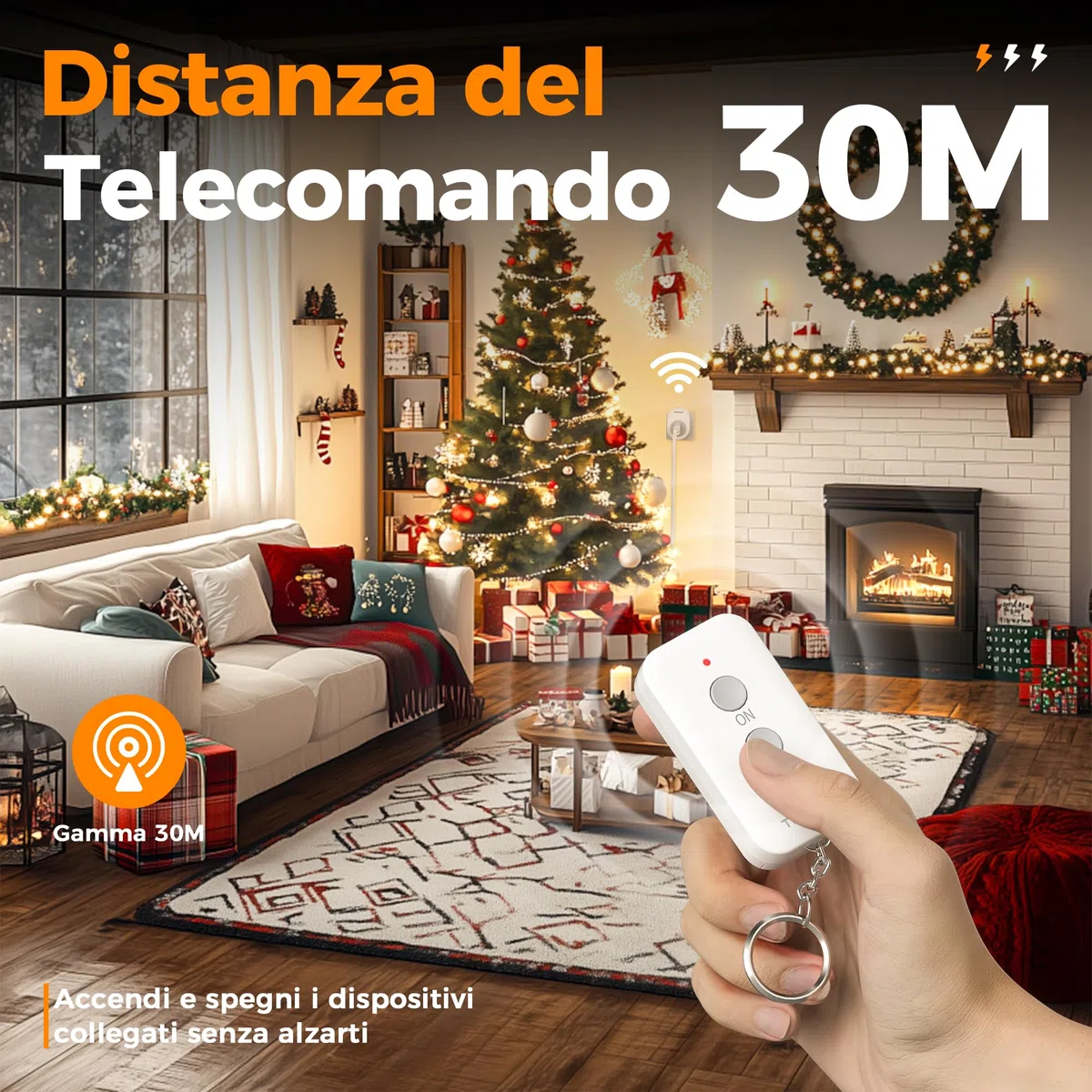 TESSAN Presa con Telecomando, Prese con Interruttore, Portata 30 M, Spina con Telecomando per Luci a Stringa da Interno, Lampade, Presa Wireless Italiana 16A per Elettrodomestici, 3680W