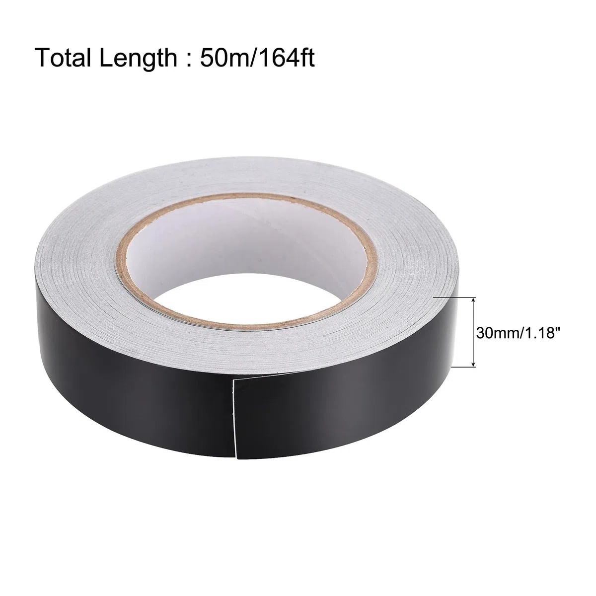 sourcing map Nastro in alluminio nero opaco nastro non riflettente 30mmx50m/150ft per HVAC, sigillatura, patch caldo e luce di blocco