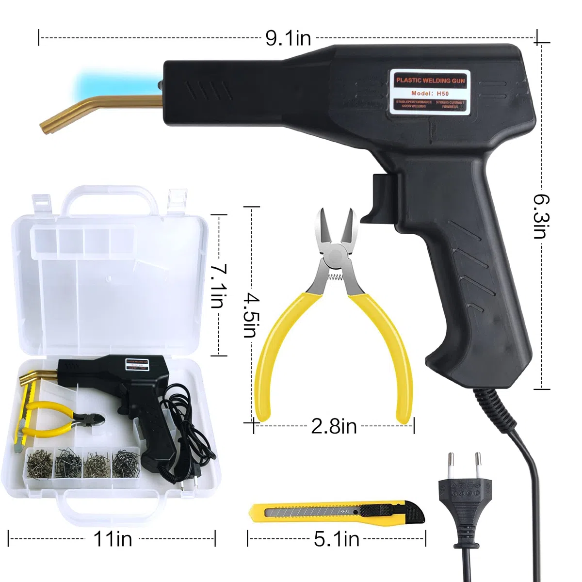 Plastica Saldatrice Kit Riparazione Paraurti Auto,set di riparazione per paraurti auto, 50 W, riparazione paraurti auto