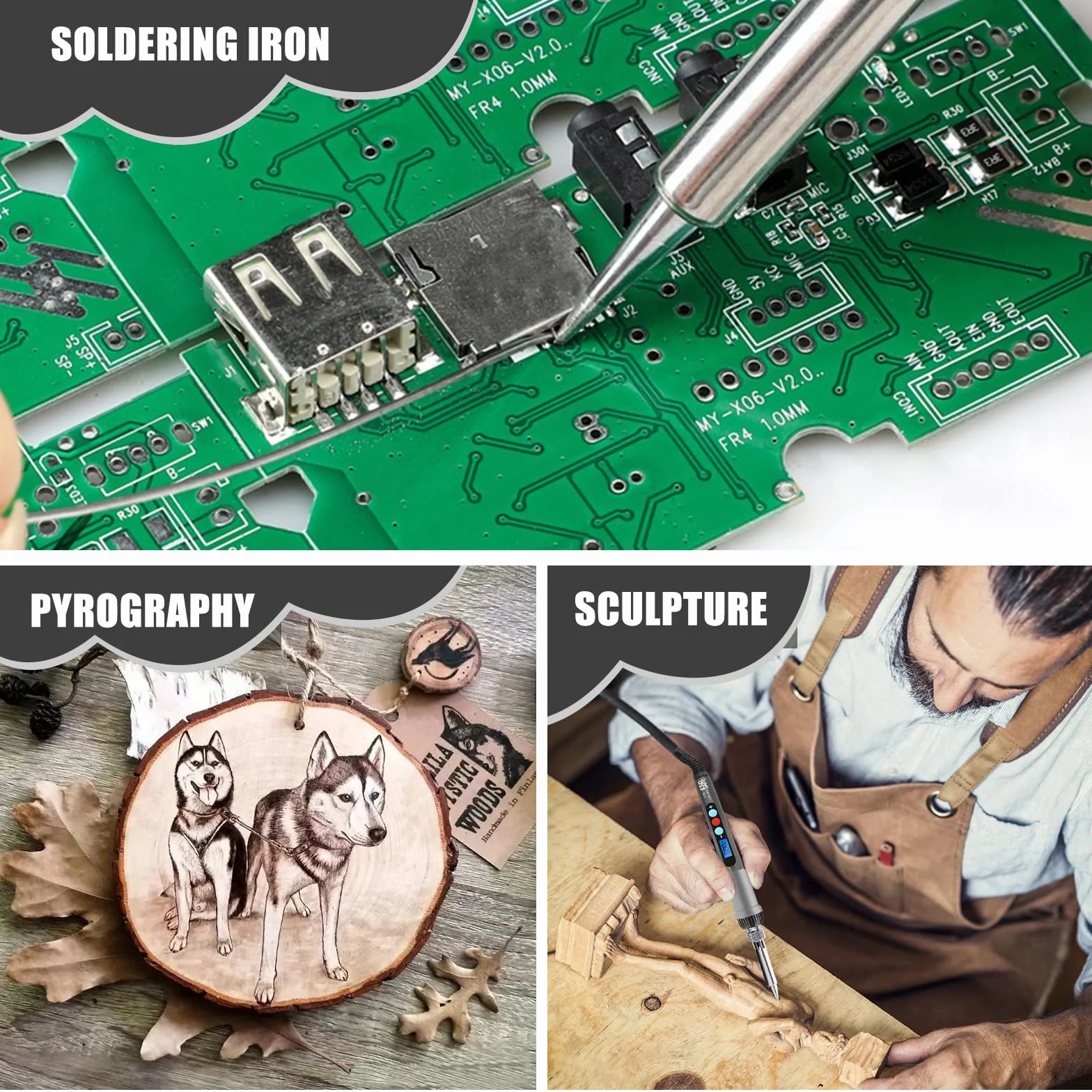 80W Kit Pirografia Legno, 108pcs Attrezzi Incisione Professionale per Cuoio, Saldatore con Temperatura Regolabile con ℉/℃ Interruttore, per Intaglio/Saldatura/Goffrare/Arte DIY