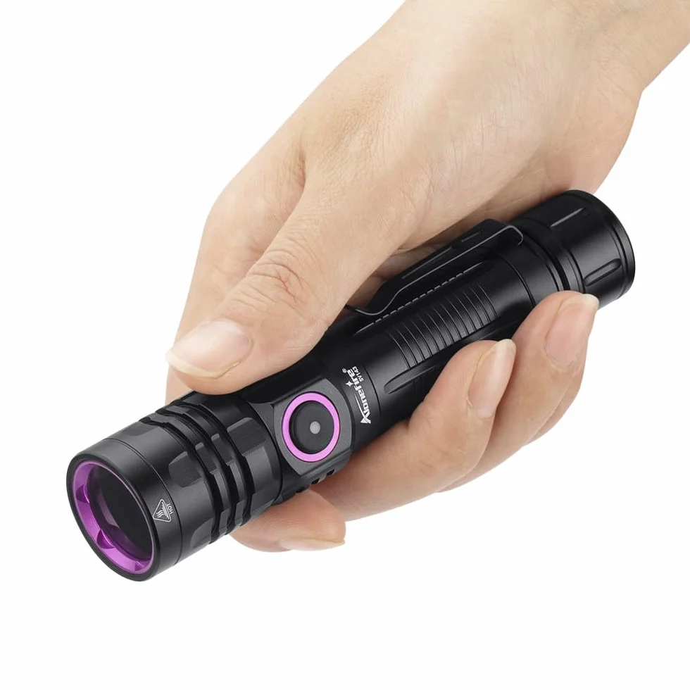 Alonefire SV143 Torcia UV LED Professionale 10W 365nm USB C Ricaricabile Potente Lampada Ultravioletti per Resina, Pesca, Rilevatore di Urina, Minerali con Occhiali Protettivi UV, Batteria