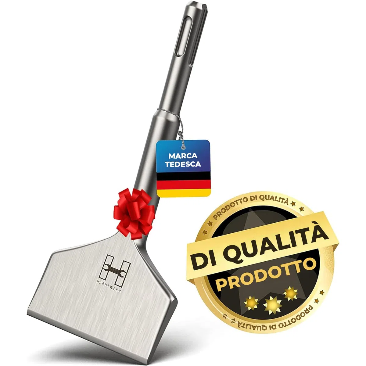 HARDTWERK Scalpello per piastrelle Turbo SDS Plus, 165 x 75 mm, scalpello piatto largo per rimuovere piastrelle e colla da piastrelle, per perforatore, scalpello largo