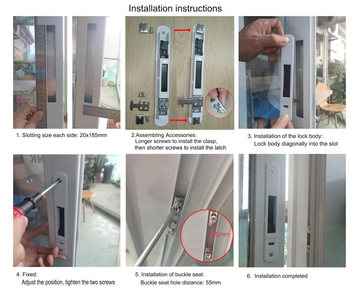 WANLIAN 2PCS serrature per porta scorrevole, moderna e semplice, per porte mobili in vetro, per tutte le porte e finestre mobili