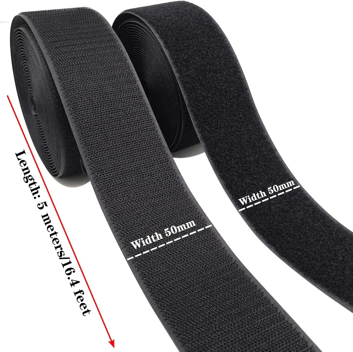 Nastro a Strappo da Cucire 50 mm x 5 m – Chiusura Hook and Loop Senza Adesivo, Extra Largo e Resistente per Cucito, Tessuti, Artigianato e Uso Professionale