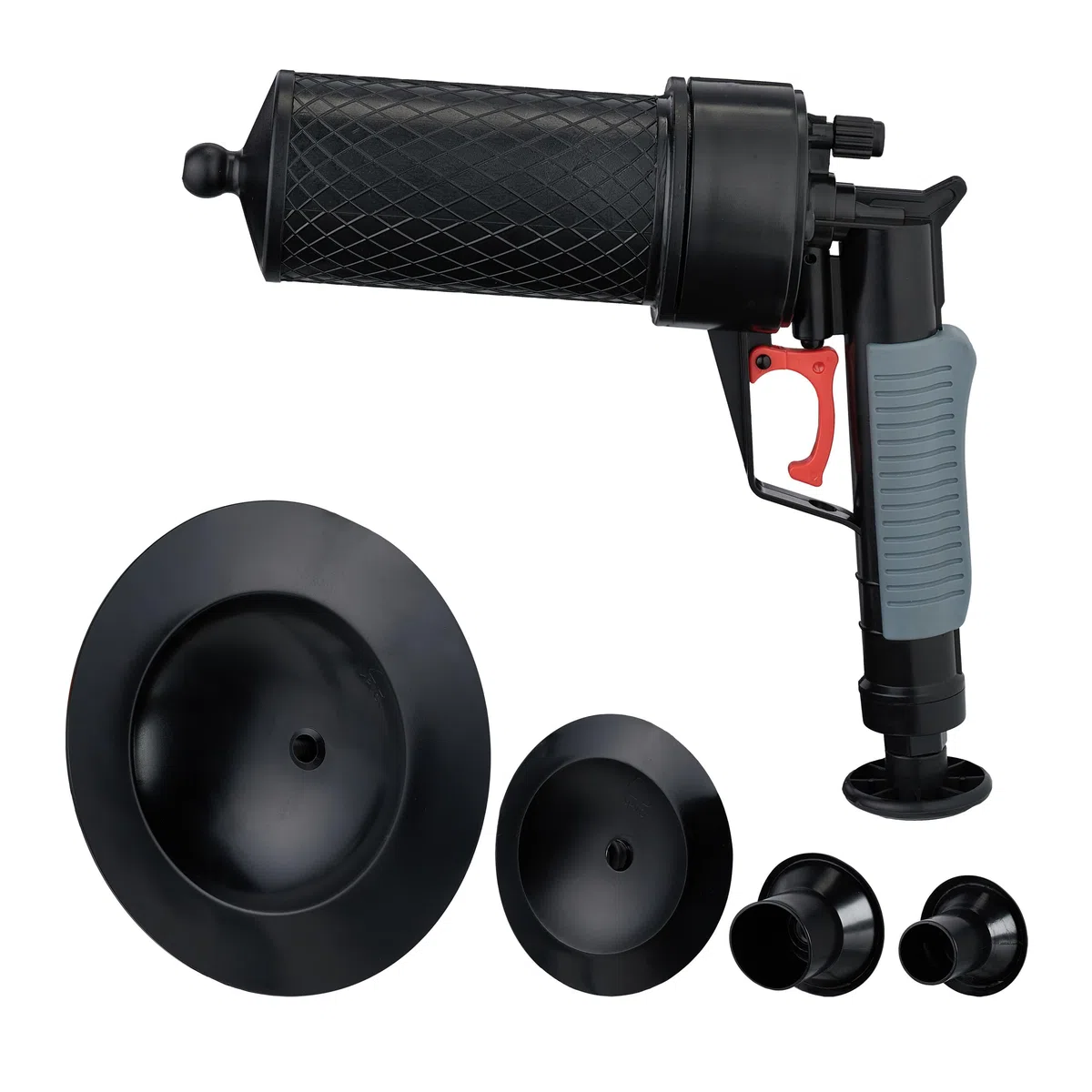 Relaxdays Pistola Sturalavandini ad Aria Compresa, Stura Lavandini e Scarichi, 4 Inserti, Pompa Sturatubi e Water, Nero