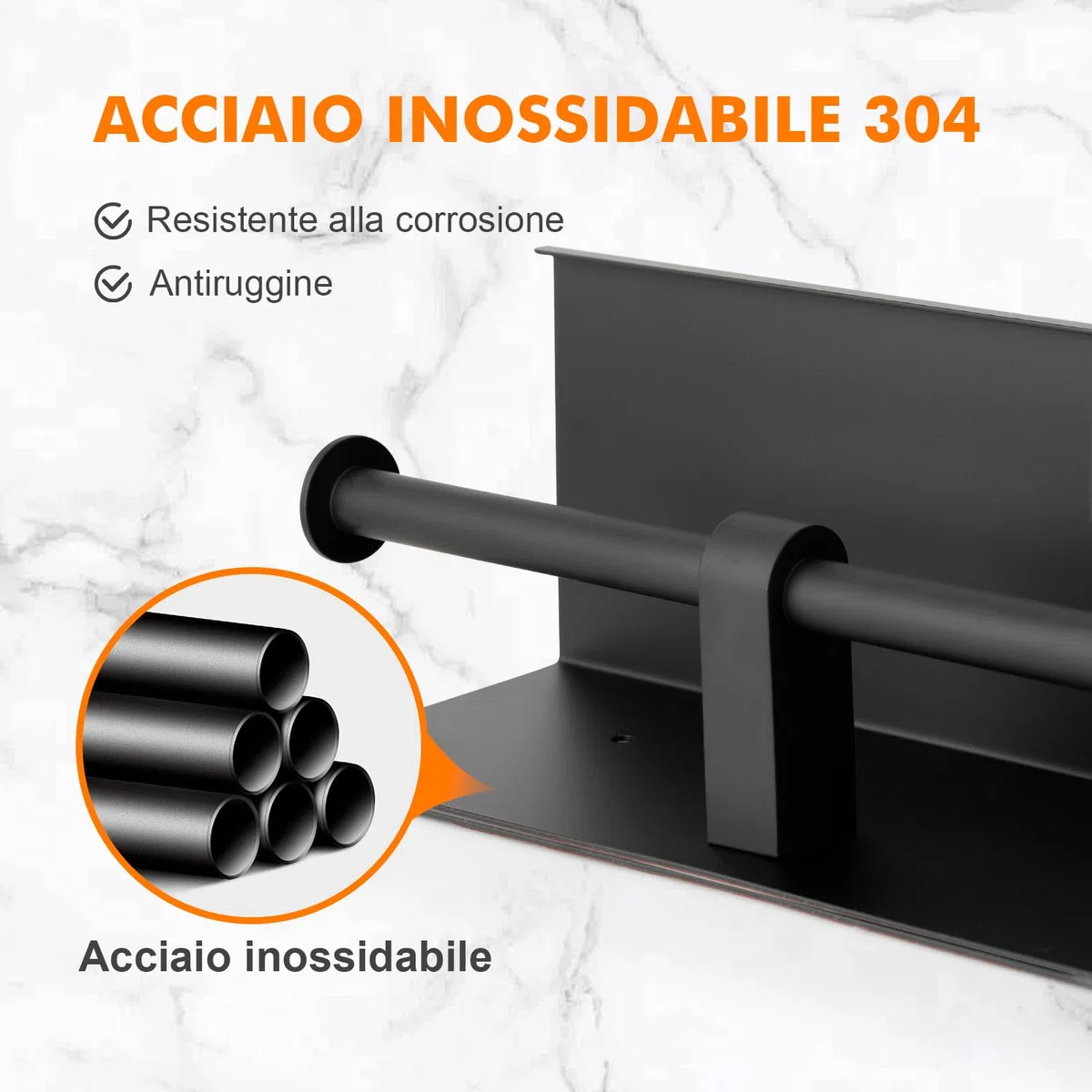 Ibergrif Portarotolo Carta Igienica Doppio con Mensola, Porta Carta Igienica da Parete in Acciaio Inox, Installazione Adesiva o con Foratura, Portarotolo WC per Bagno o Cucina, Nero