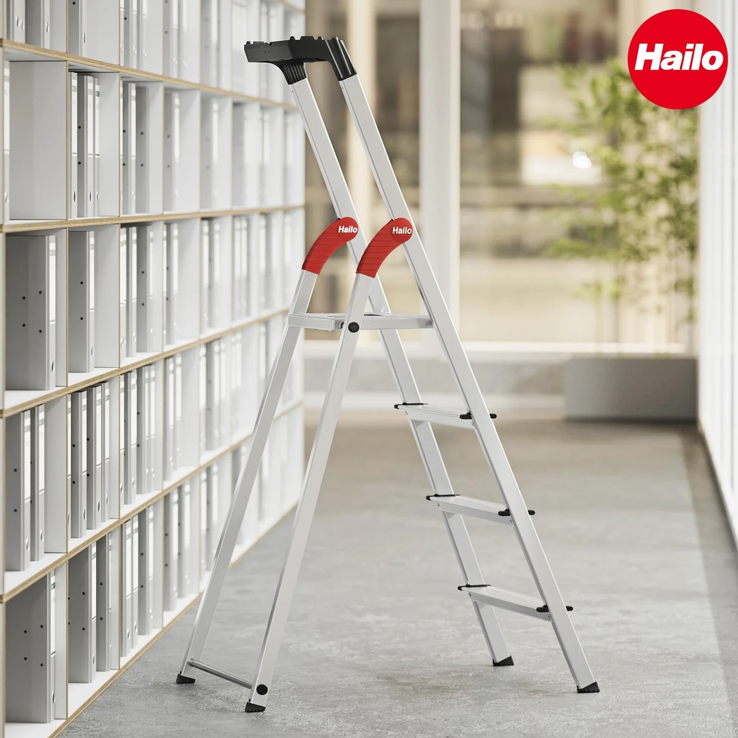 Hailo Set di piedi per scala - Piedi di ricambio per scale Hailo per uso domestico come L20, L40 BasicLine e L50, L60 StandardLine - Travi da 43 x 20 e 35 x 20 mm - 4 piedi per scala - Nero