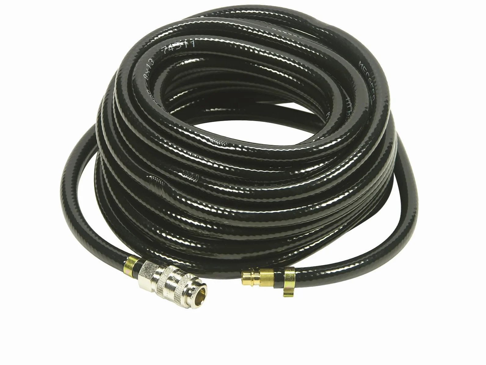ABAC Tubo per aria compressa, materiale PVC, diam. est. 11 mm e diam. int. 6 mm. Alto spessore, pressione max 20 Bar. Con raccordi ad innesto rapido universali alle estremità. Lunghezza 10 metri.