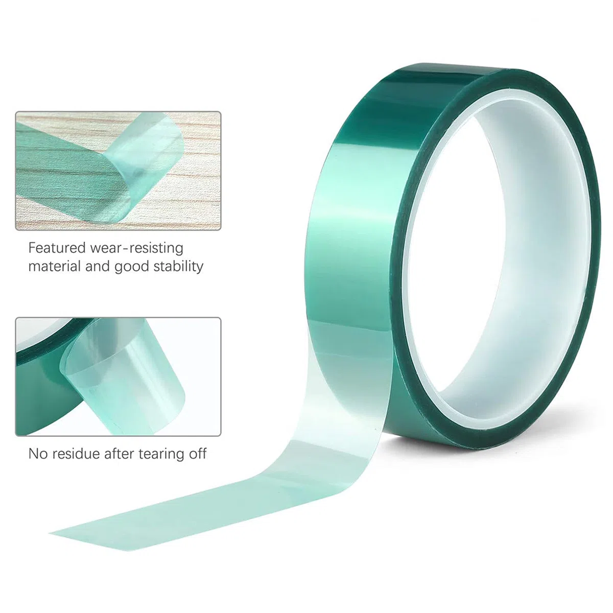 ACIT 2 rotoli di nastro alta temperatura, adesivo in poliestere, nastro in PET con adesivo in silicone, ideale per pittura termica, anodizzazione, stampanti 3D (66m x 50mm)