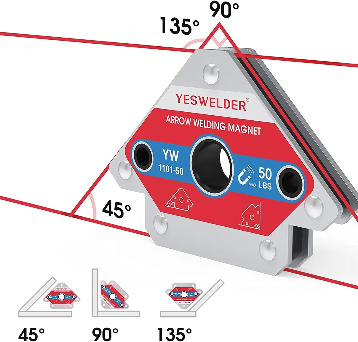 YESWELDER 25LB & 50LB Saldatura Magnete 4 pezzi di supporto magnetico per saldatura 25LBs /50LBs che tiene gli accessori per saldatura di potenza