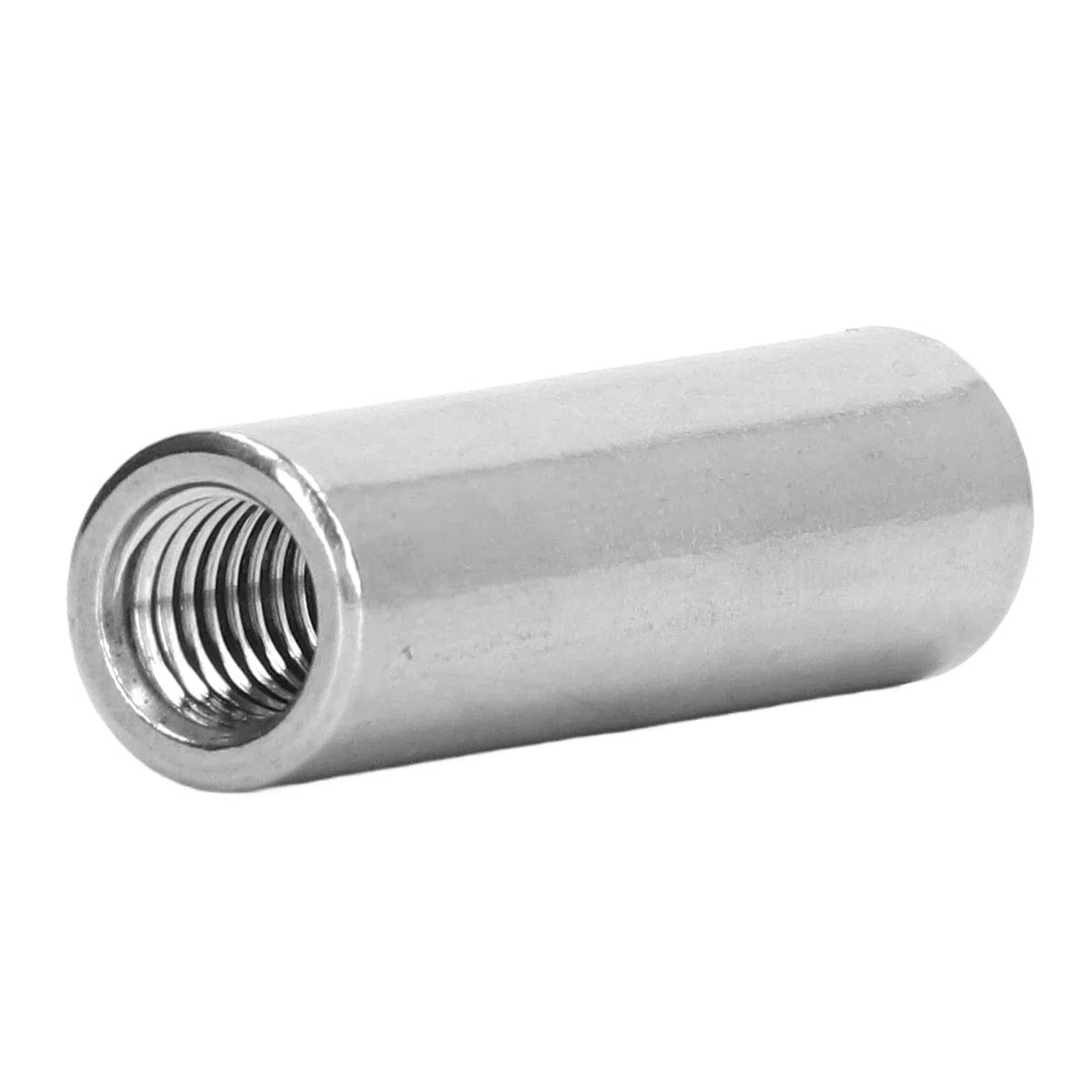Confezione da 10 Dadi di Accoppiamento Tondi M8 X 1,25, Lunghezza 40 Mm, in Acciaio Inox 304, Filettatura Completa Femmina